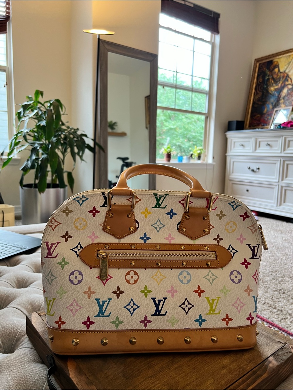 Louis Vuitton Takashi Murakami Monogram Multicolore Alma PM in White - Picture 3 of 8
